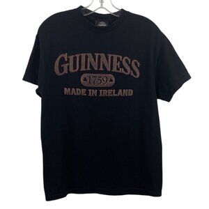GUINNESS OFFICIAL Leather Logo Black Short Sleeve T-shirt Mens Size M